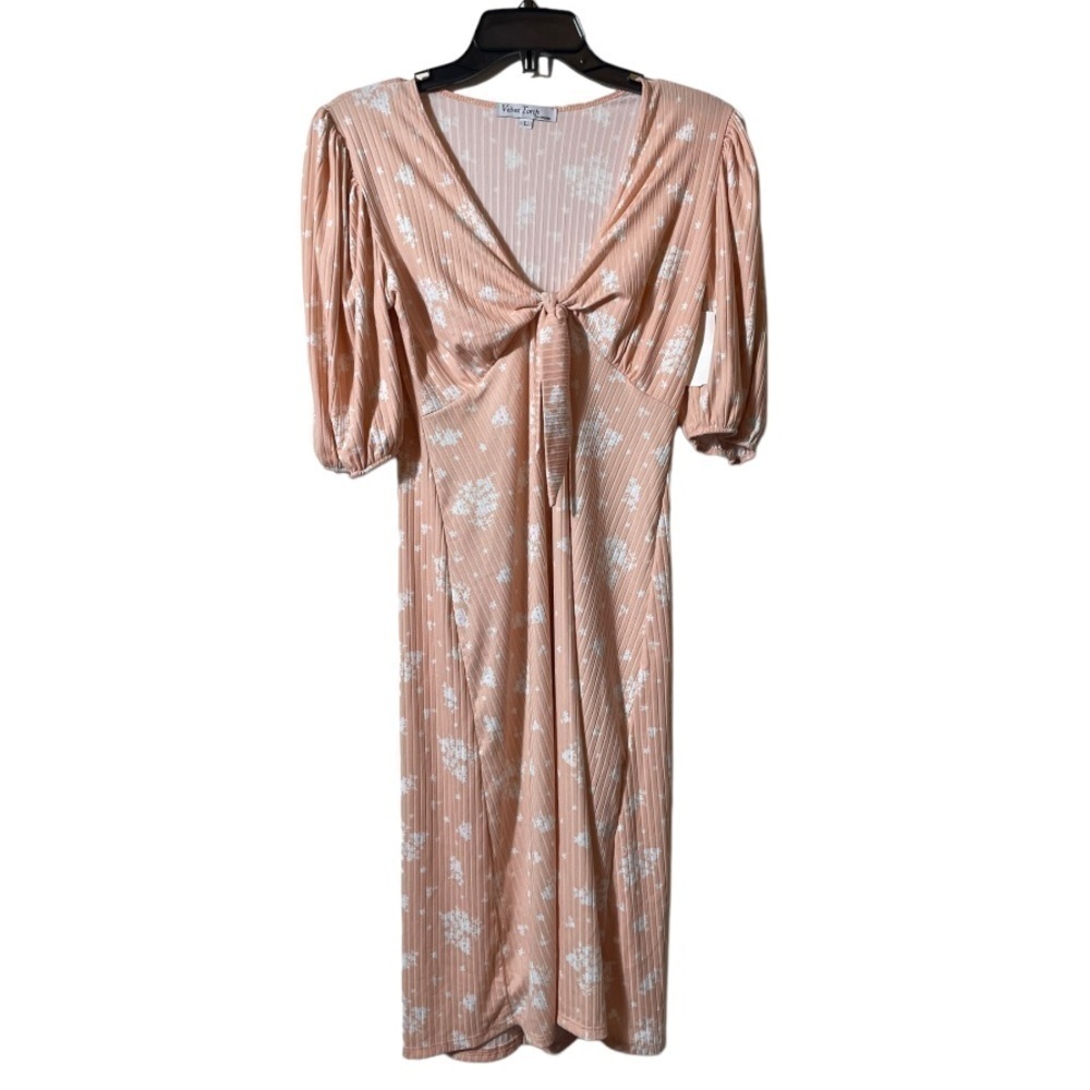 VELVET torch peach floral midi